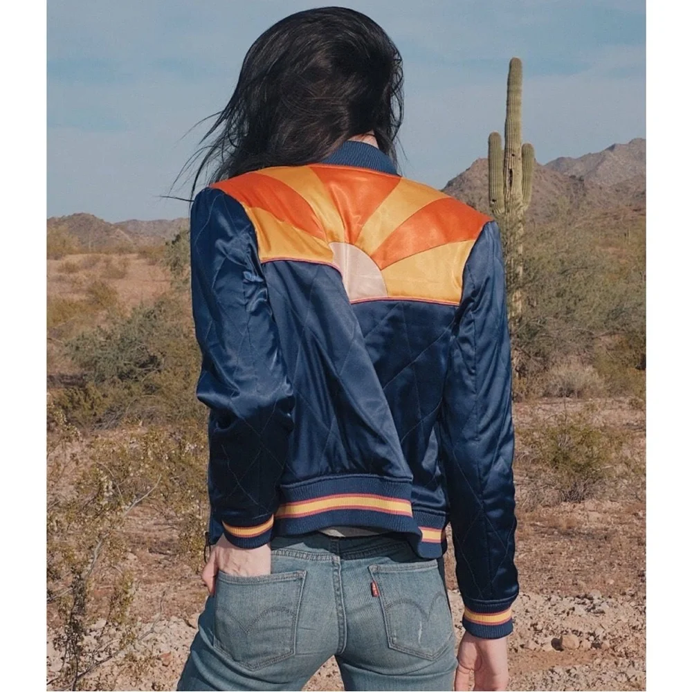 Classic Rock Couture Original Blue Rising Sun Bomber Jacket - XS - Picture 4 of 10